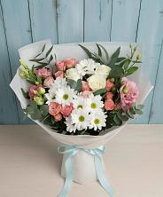 Букет цветов из:  Розы, Лизиантусы и Хризантемы в Боброве