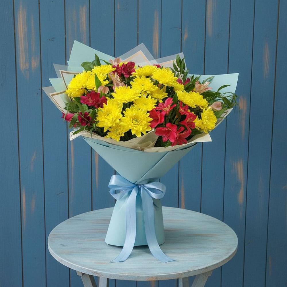 Букет цветов из: Альстромерии и Хризантемы в Боброве