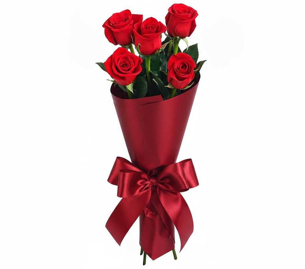 Букет 5 Красных роз Эдлесс Лав в Боброве