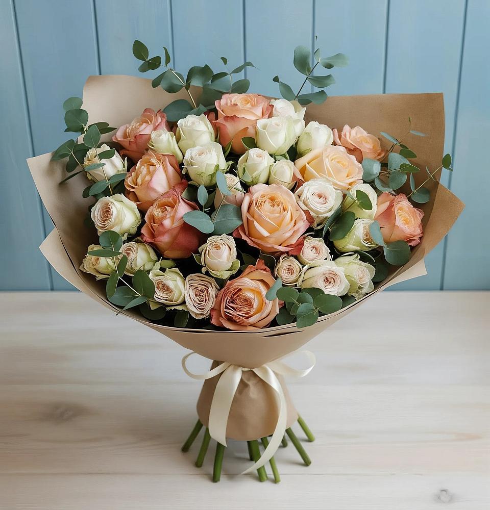 Букет цветов из: Альстромерии и Розы в Боброве