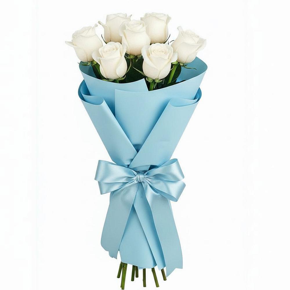 Букет 7 белых роз Проуд в Боброве