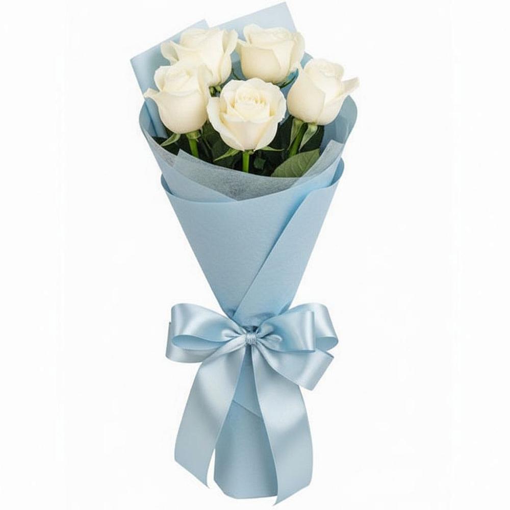Букет 5 Белых роз Проуд в Боброве