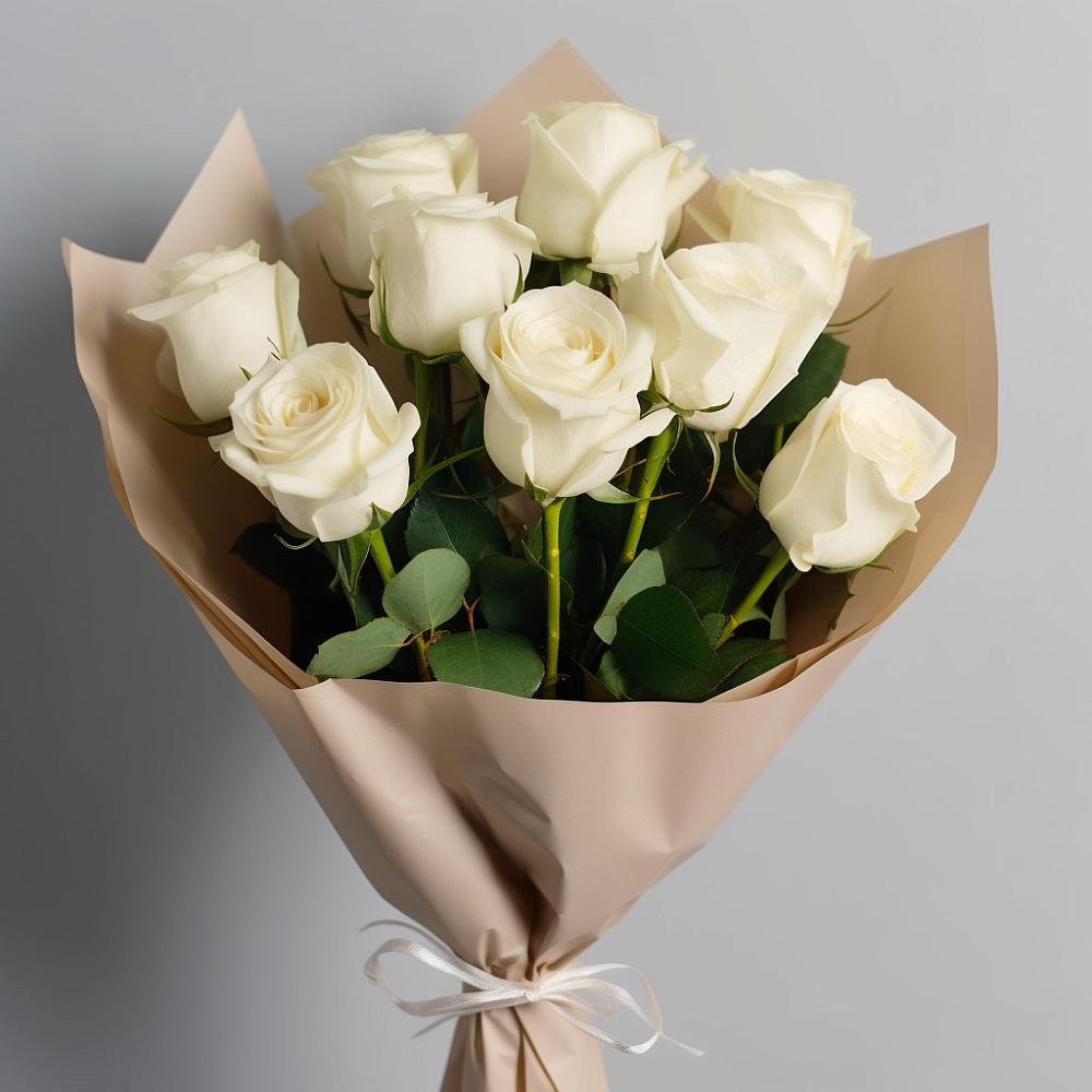 Букет 9 Белых роз Эдлесс Лав в Боброве