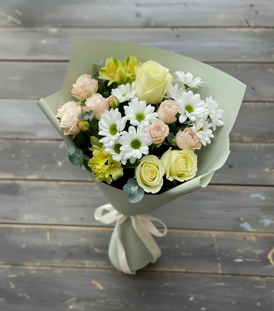 Букет цветов из: Альстромерии, Розы и Хризантемы в Боброве