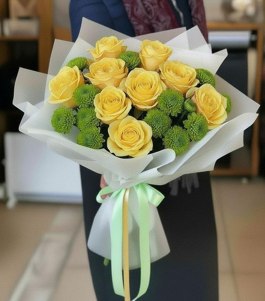 Букет цветов из: Хризантемы и Розы в Боброве