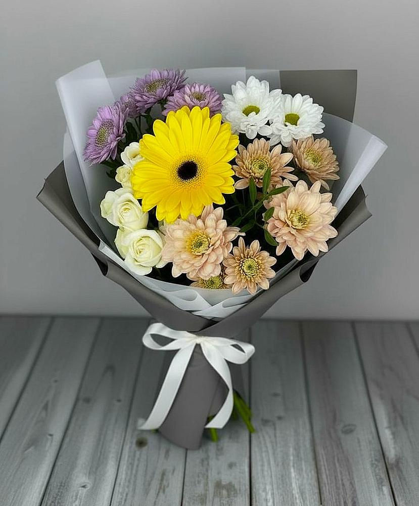 Букет цветов из: Розы, Герберы и Хризантемы в Боброве