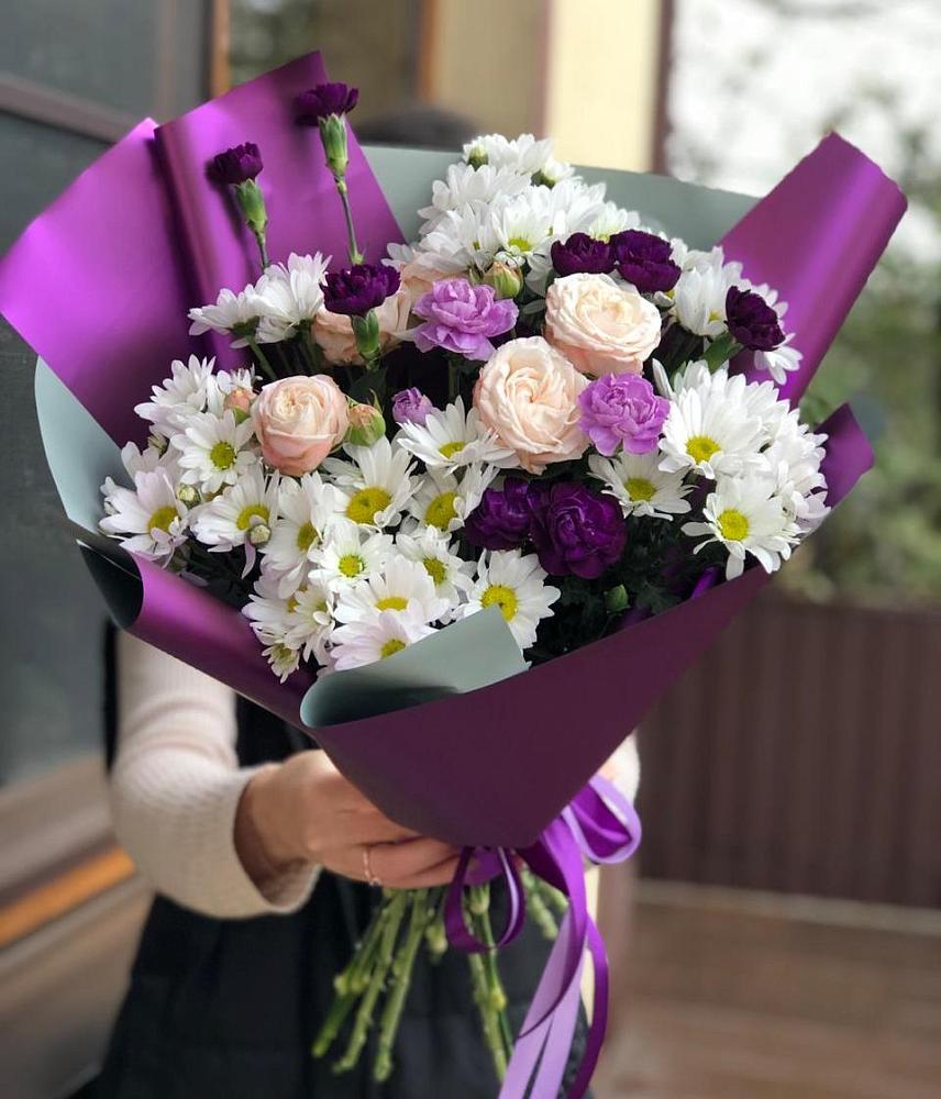 Букет цветов из: Хризантемы, Гвоздики и Розы в Боброве