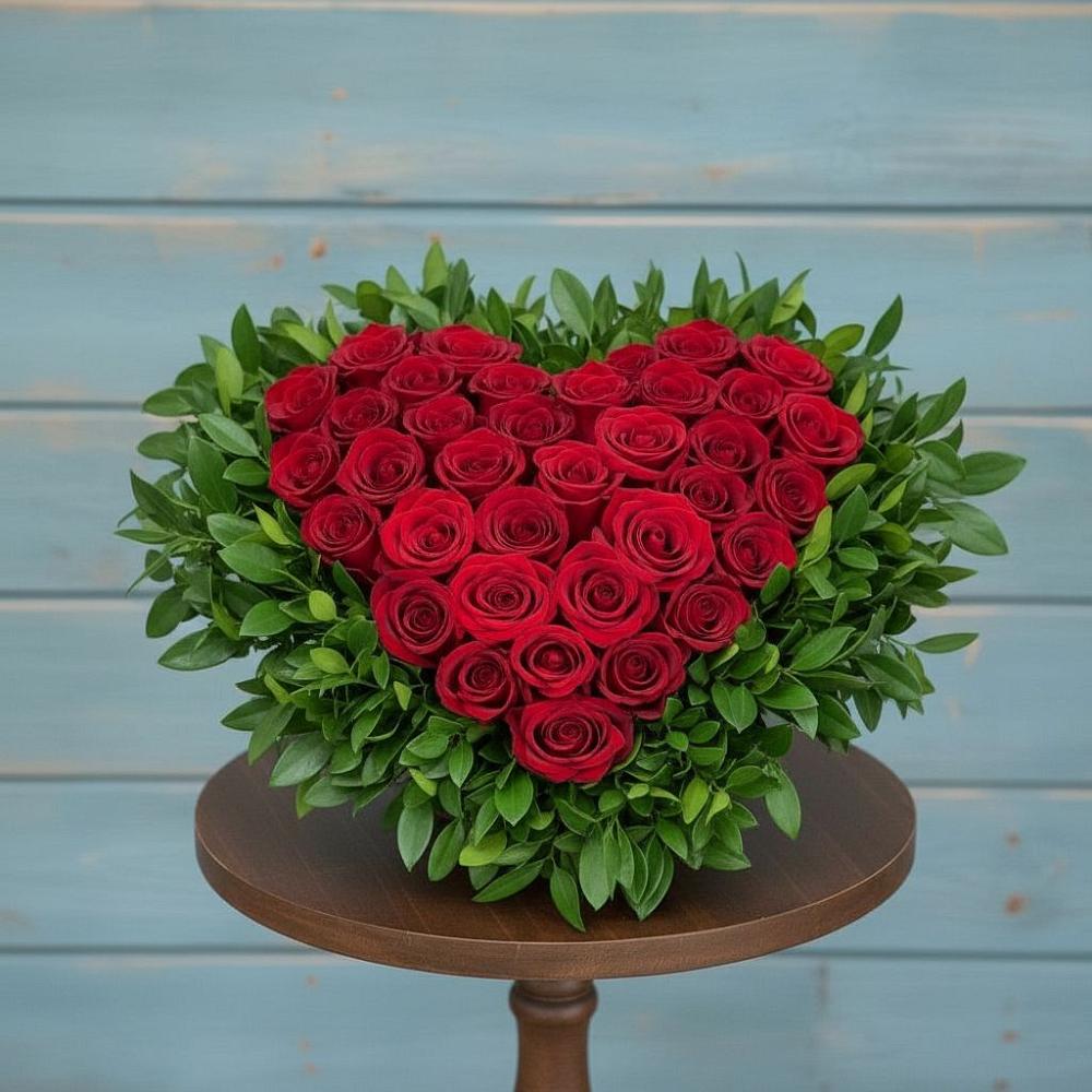 Цветочная композиция из Розы в виде сердца в Боброве