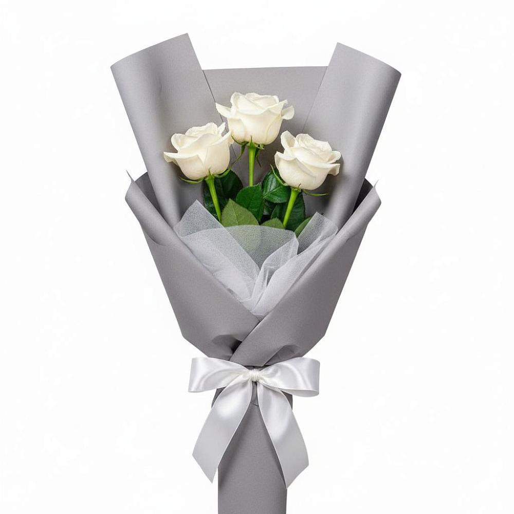 Букет 3 белые розы в Боброве