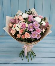 Букет цветов из:  Хризантемы, Розы и Альстромерии в Боброве