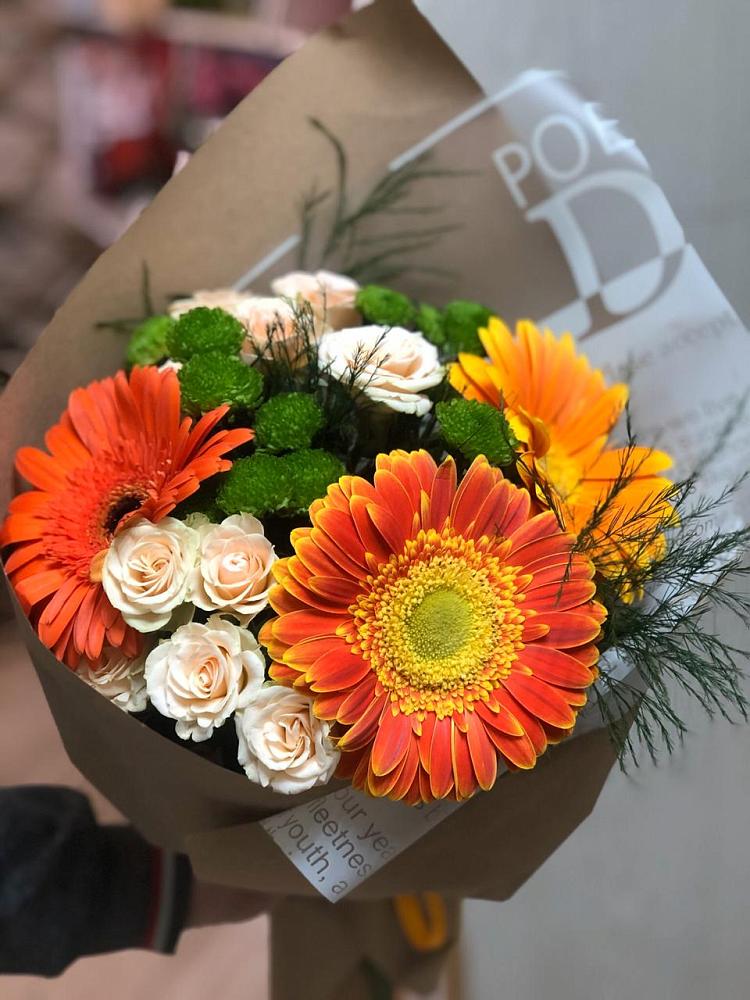 Букет цветов из: Герберы, Хризантемы и Розы в Боброве