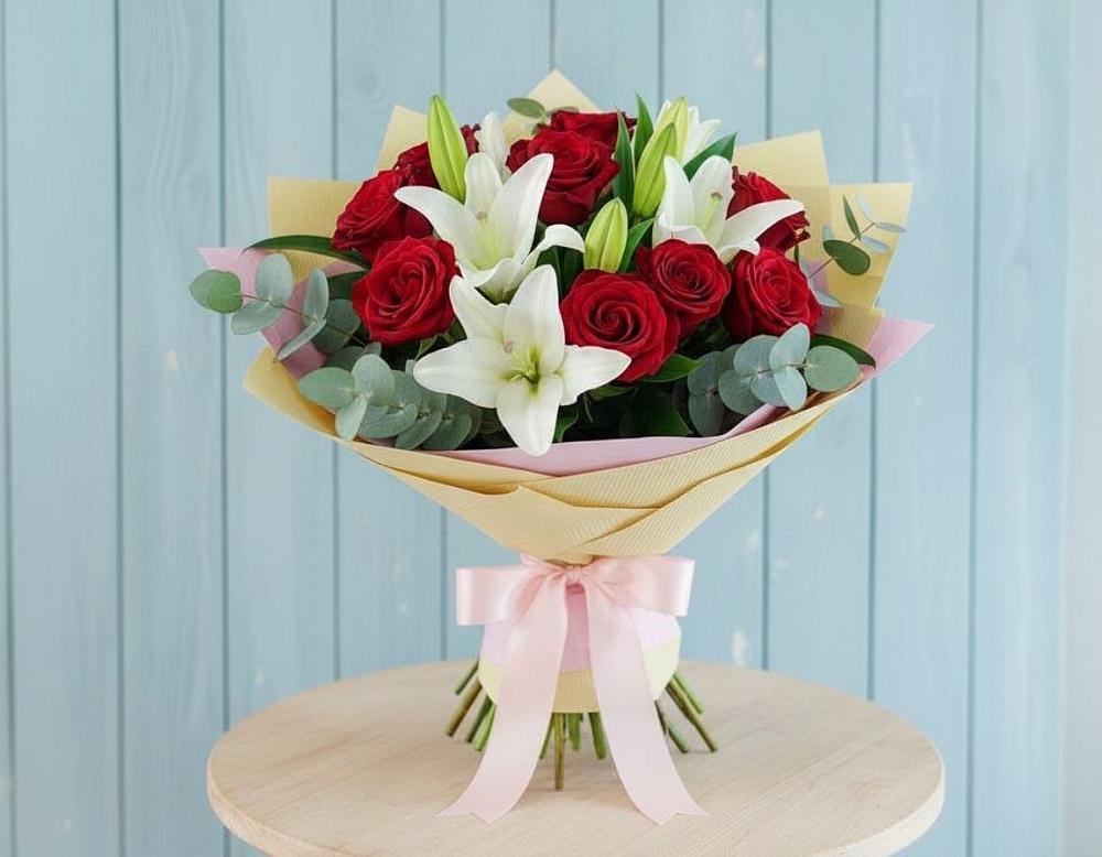 Букет цветов из: Лилии и Розы в Боброве